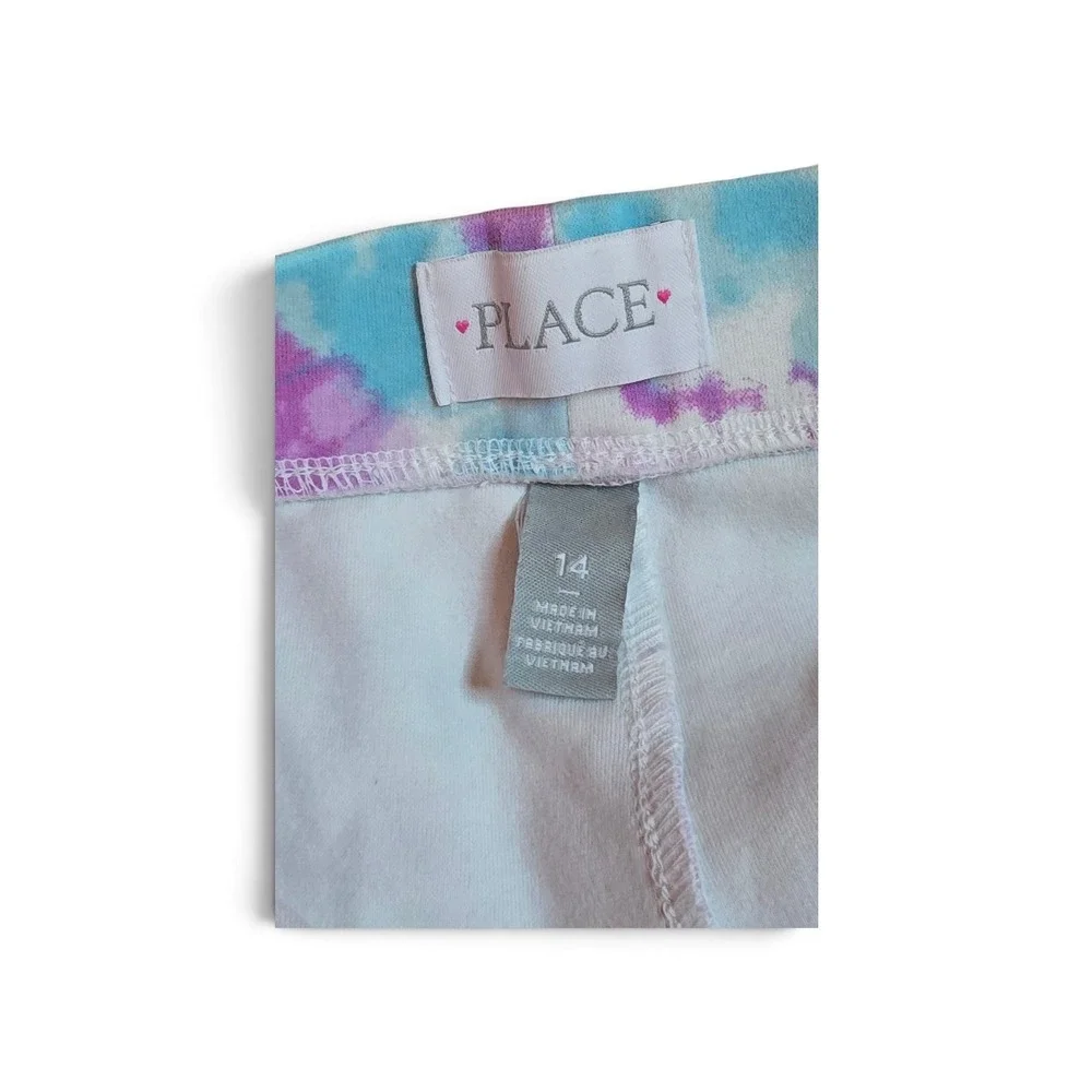The Childrens Place Girls Tie Dye Leggings Purple Blue White Size 14 EUC